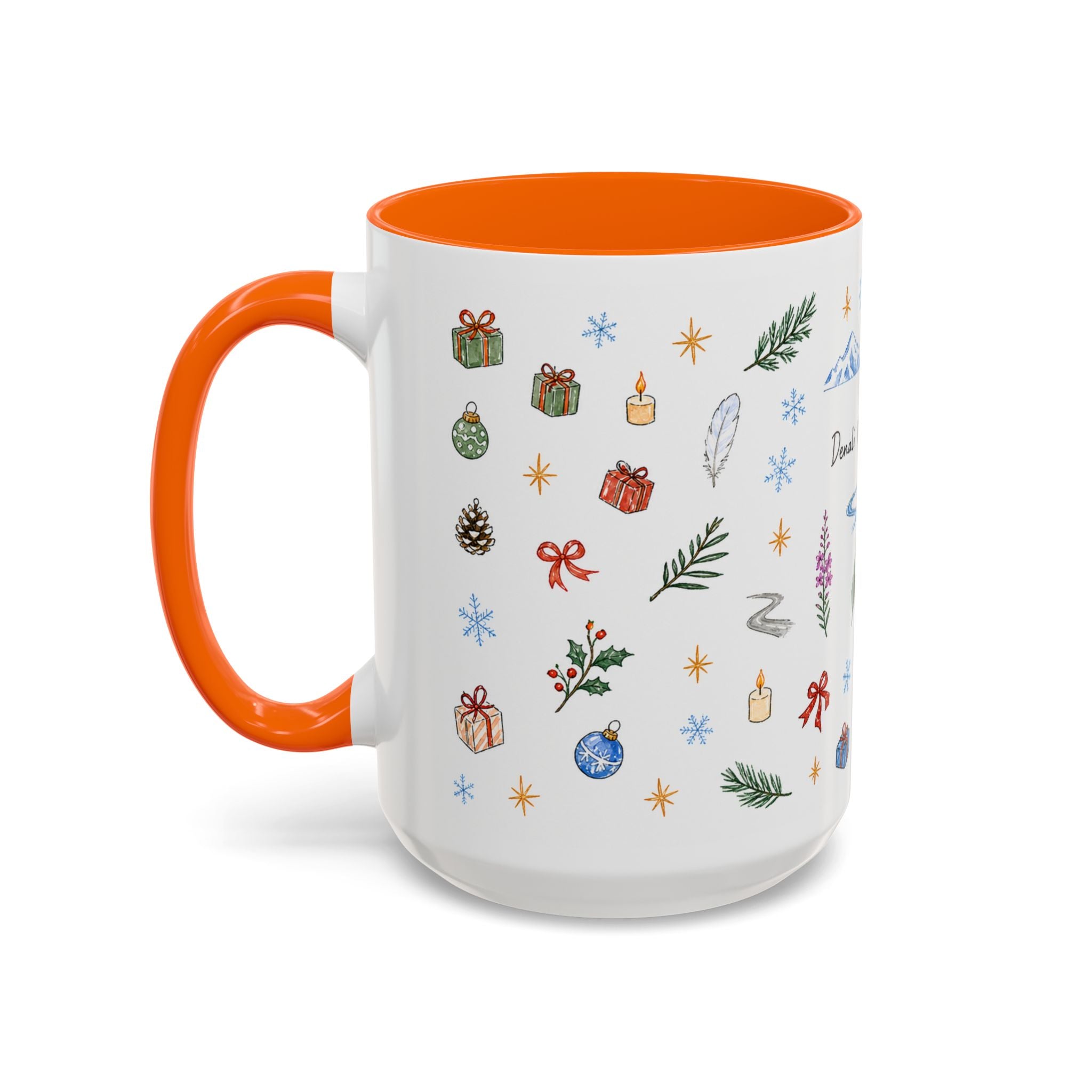 Denali National Park Christmas Mug | Watercolor Travel Souvenir | Holiday Gift | Accent Ceramic Coffee Cup 11oz 15oz