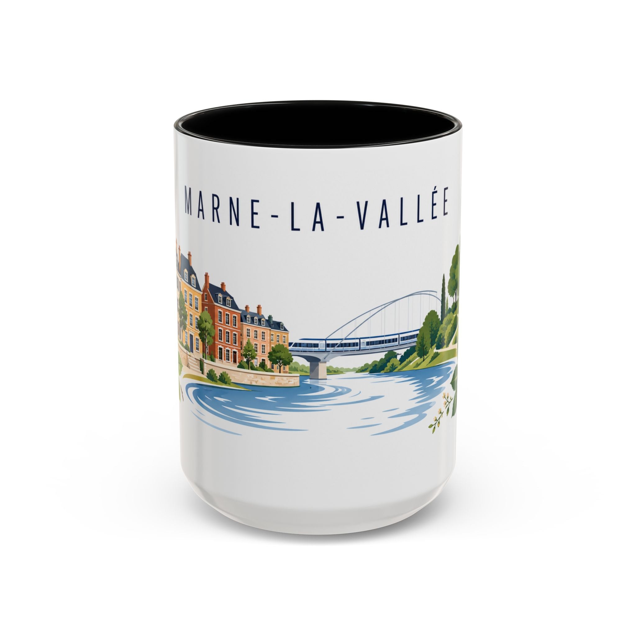 Marne-La-Vallée Coffee Mug | France Travel Souvenir | Porcelain Decal City Gift | 11oz 15oz Accent Mug