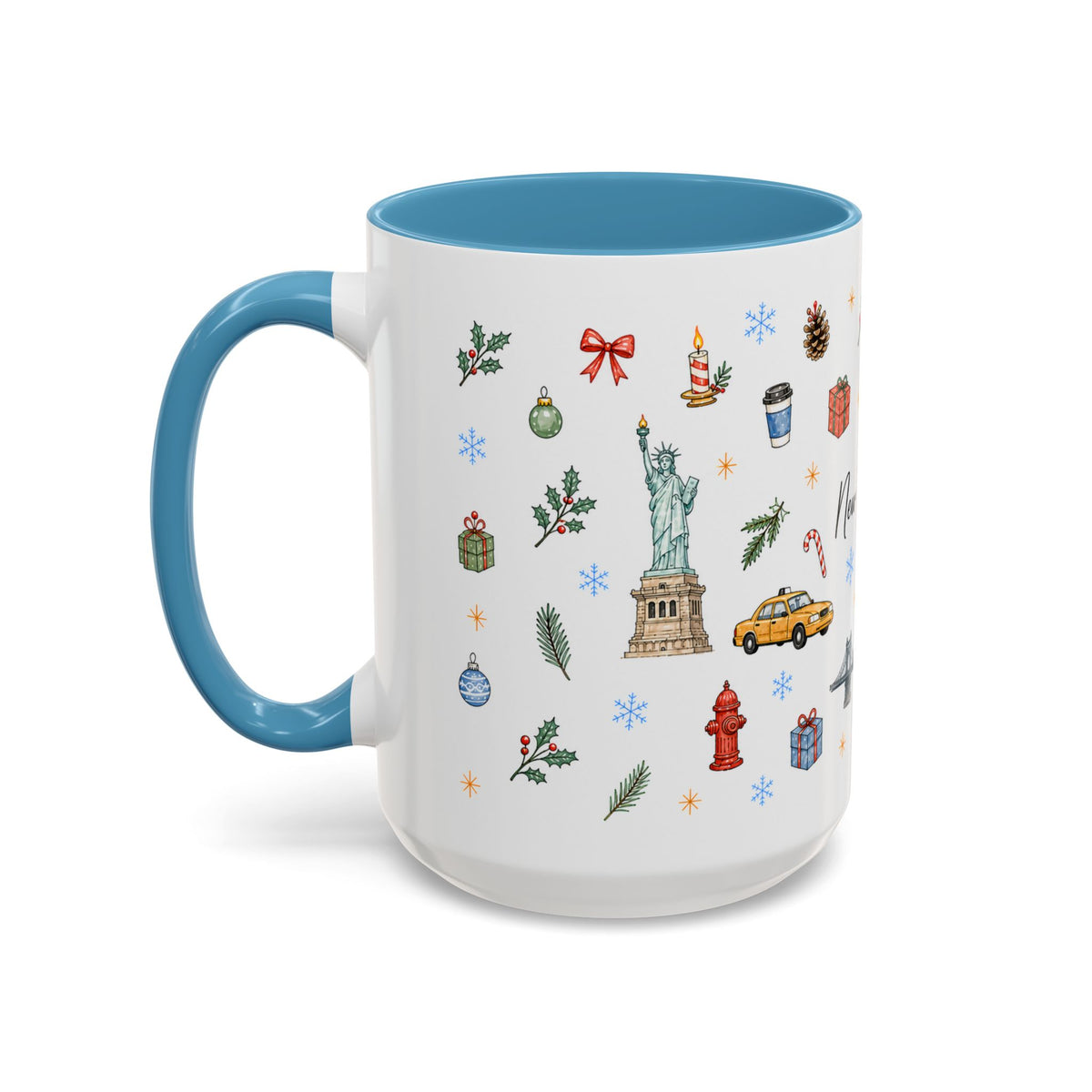 New York City Christmas Mug | Watercolor City Souvenir | Ceramic Coffee Cup