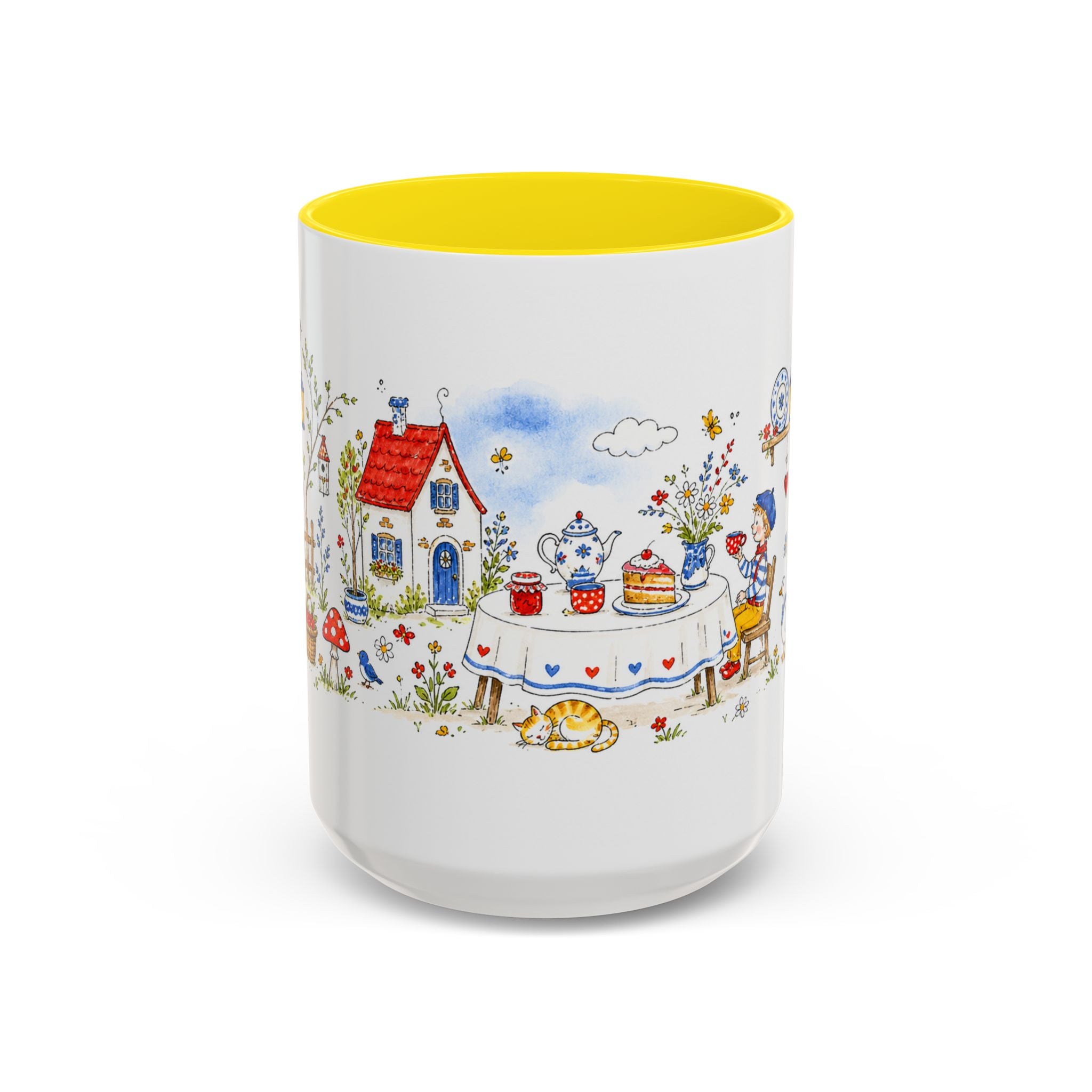 Storybook Cottage Breakfast Mug | Hand Painted Fairy Tale Accent Coffee Mug