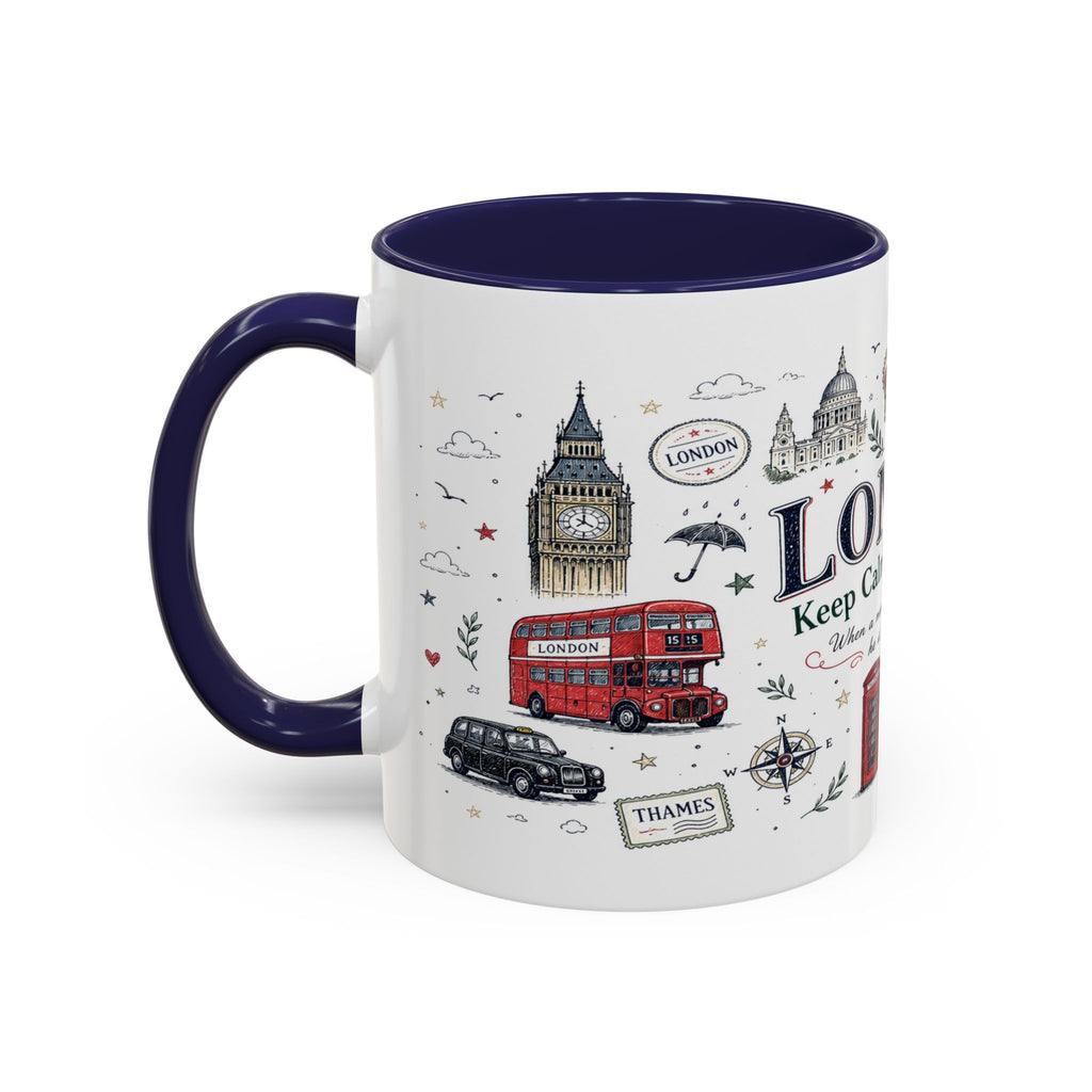 London Coffee Mug | England Souvenir Travel Gift | Accent Color Ceramic 11oz 15oz