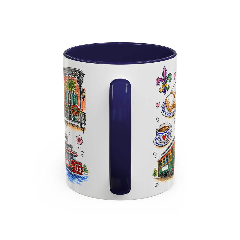New Orleans Illustrated Travel Mug | City Souvenir Accent Coffee Mug | 11oz 15oz Ceramic Cup