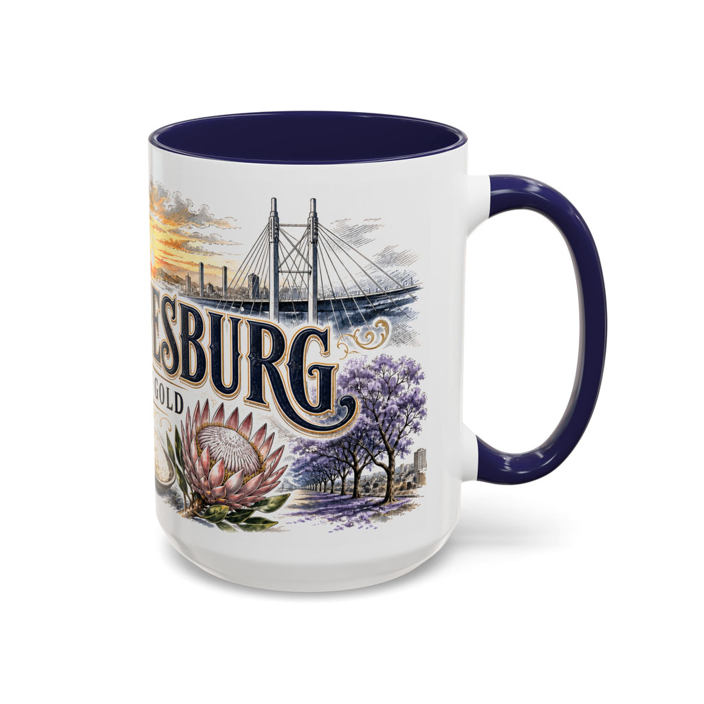 Johannesburg Coffee Mug | South Africa Travel Souvenir | Vintage Illustrated City Gift | 11 oz 15 oz Accent Mug