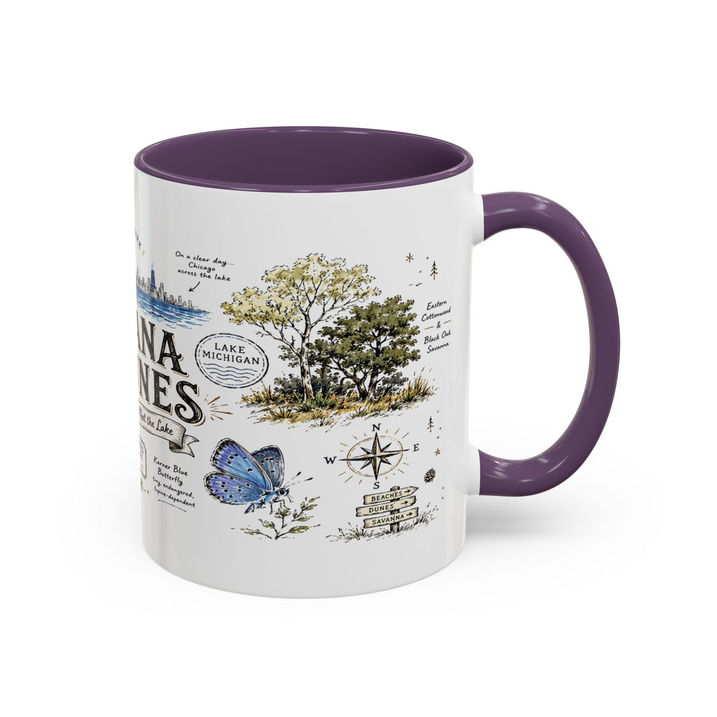 Indiana Dunes National Park Coffee Mug | Indiana Lake Michigan Beach Gift | Accent Color Ceramic 11oz 15oz