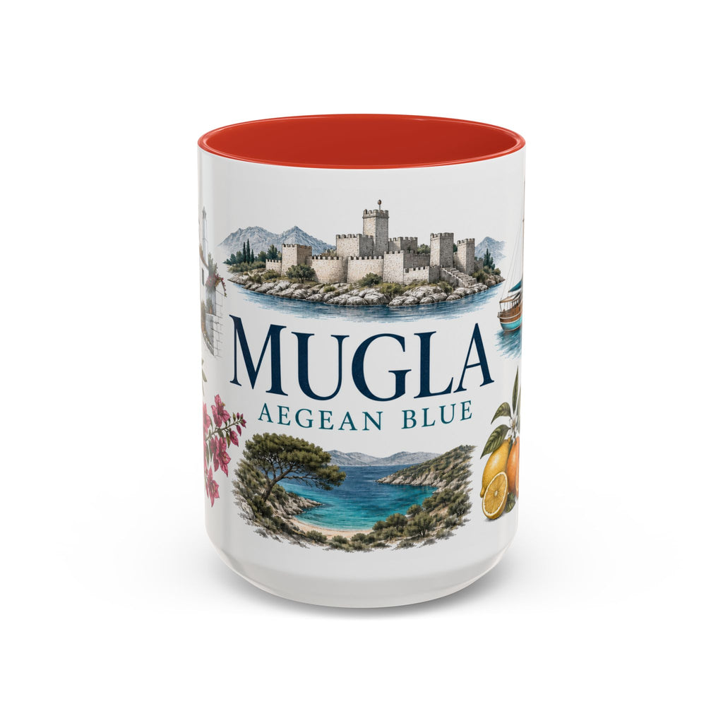 Mugla Coffee Mug | Turkey Travel Souvenir | Vintage Illustrated City Gift | 11 oz 15 oz Accent Mug