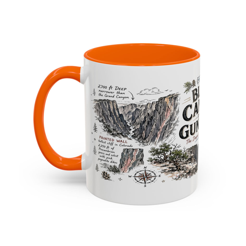 Black Canyon of the Gunnison National Park Coffee Mug | Colorado Deep Canyon Hiking Gift | Accent Color Ceramic 11oz 15oz