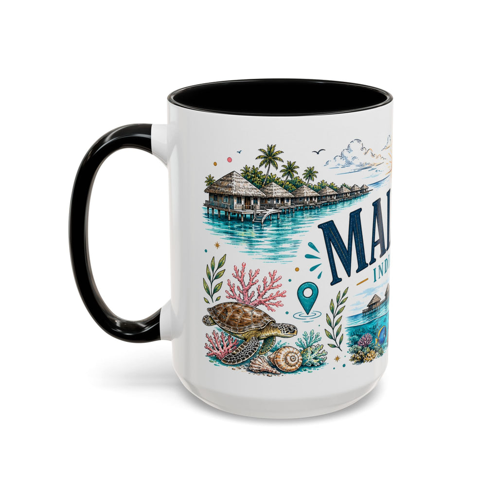 Maldives Coffee Mug | Travel Destination Souvenir Gift | Accent Color Ceramic 11oz 15oz