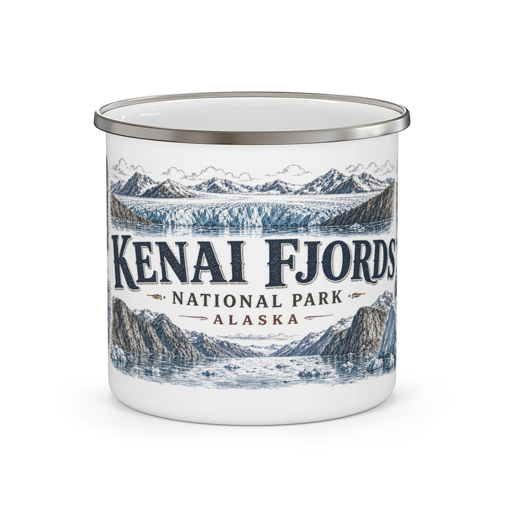 Kenai Fjords National Park Vintage Enamel Camping Mug | 12oz National Park Hiking Gift