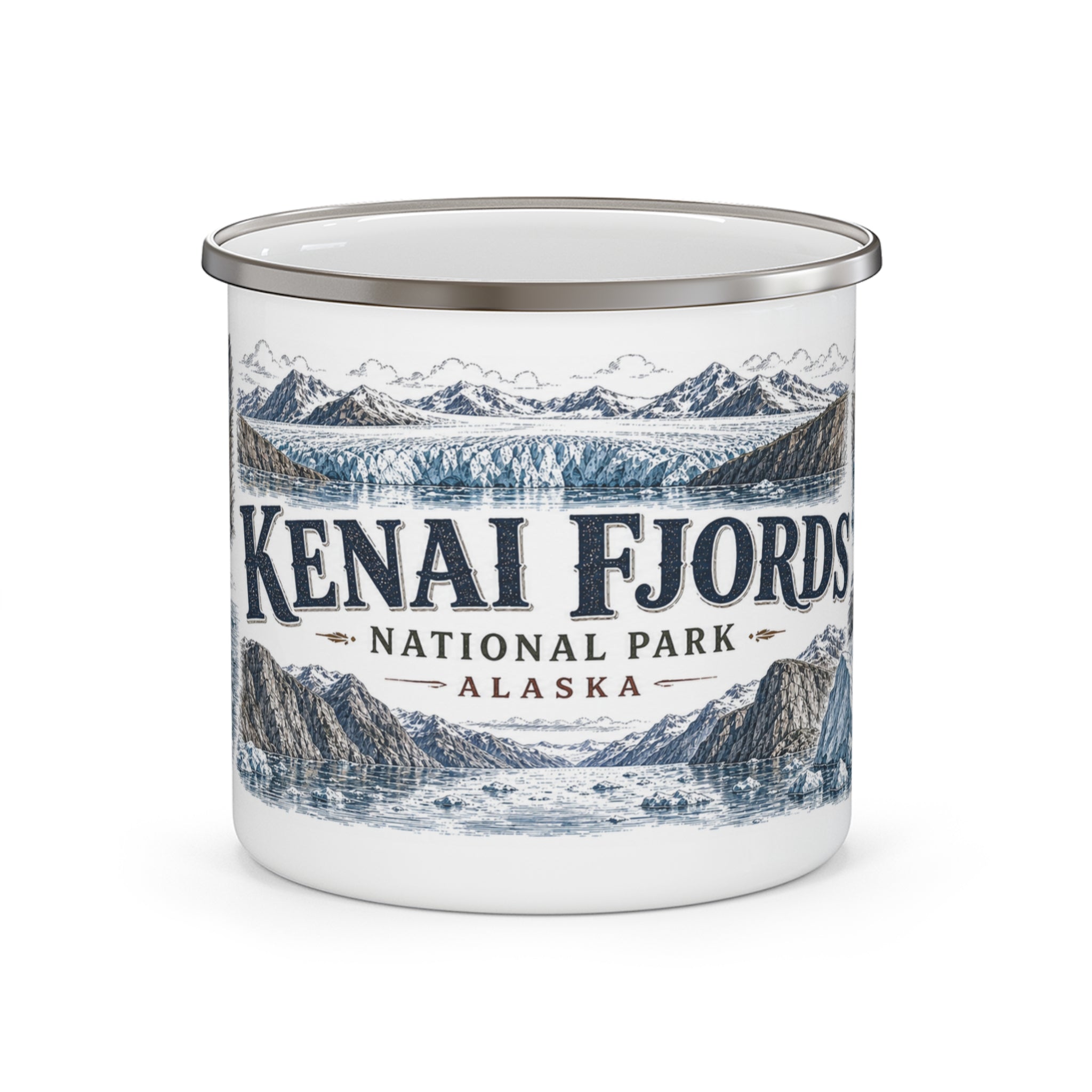 Kenai Fjords National Park Vintage Enamel Camping Mug | 12oz National Park Hiking Gift