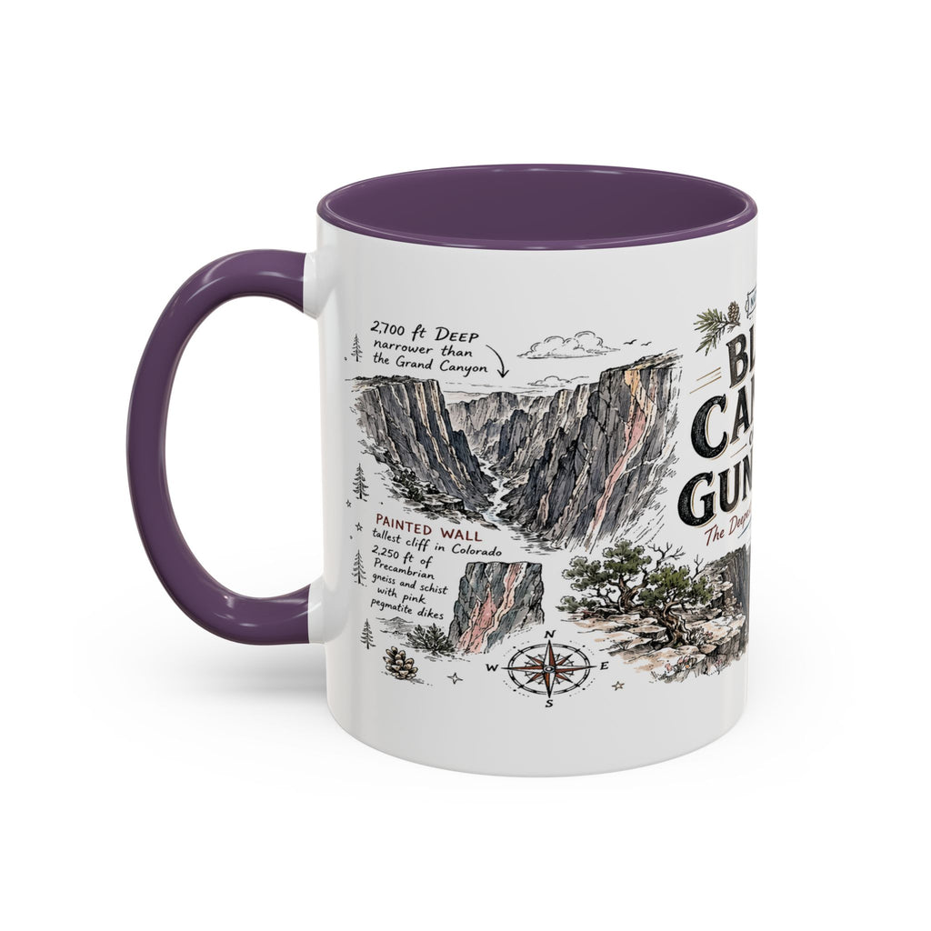 Black Canyon of the Gunnison National Park Coffee Mug | Colorado Deep Canyon Hiking Gift | Accent Color Ceramic 11oz 15oz