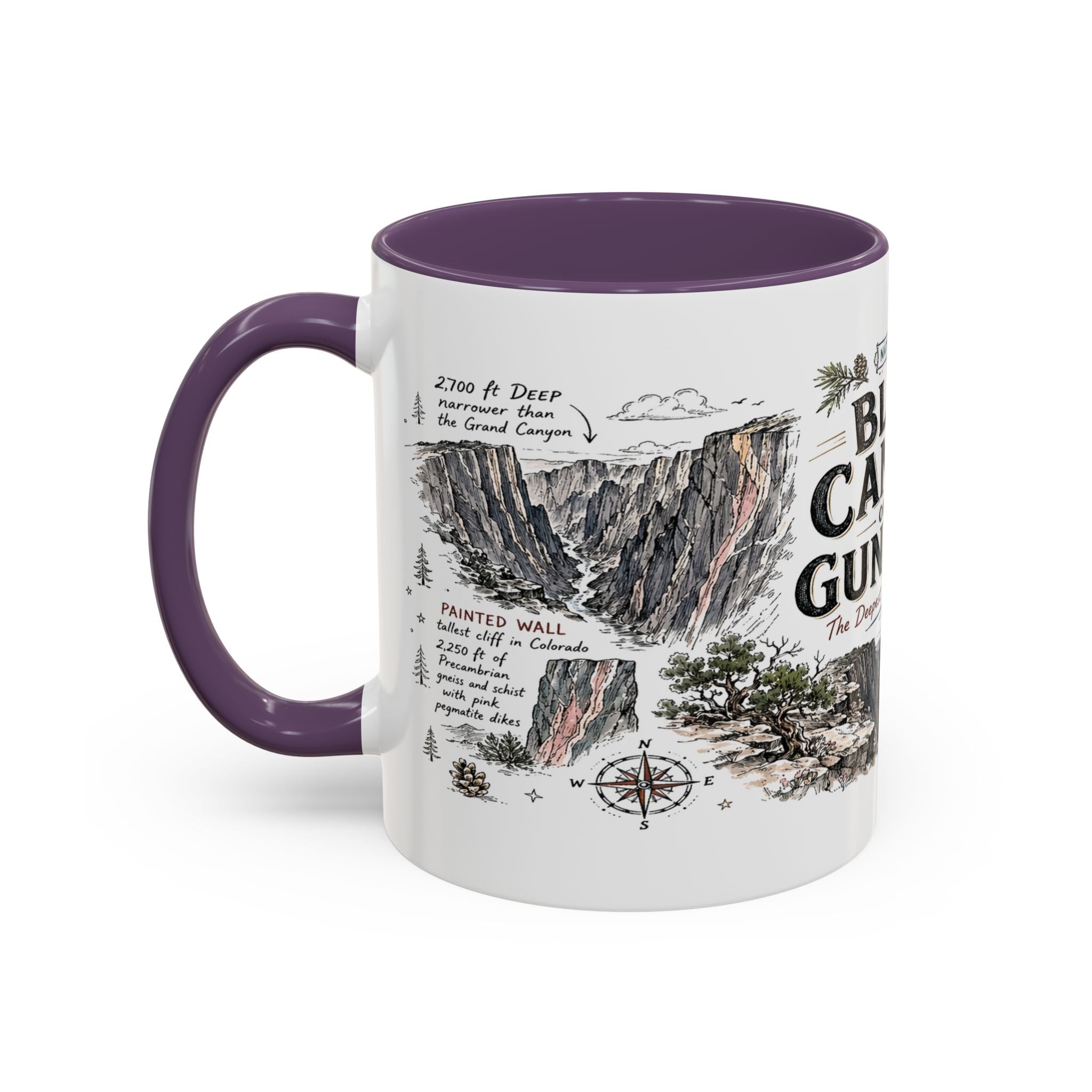 Black Canyon of the Gunnison National Park Coffee Mug | Colorado Deep Canyon Hiking Gift | Accent Color Ceramic 11oz 15oz