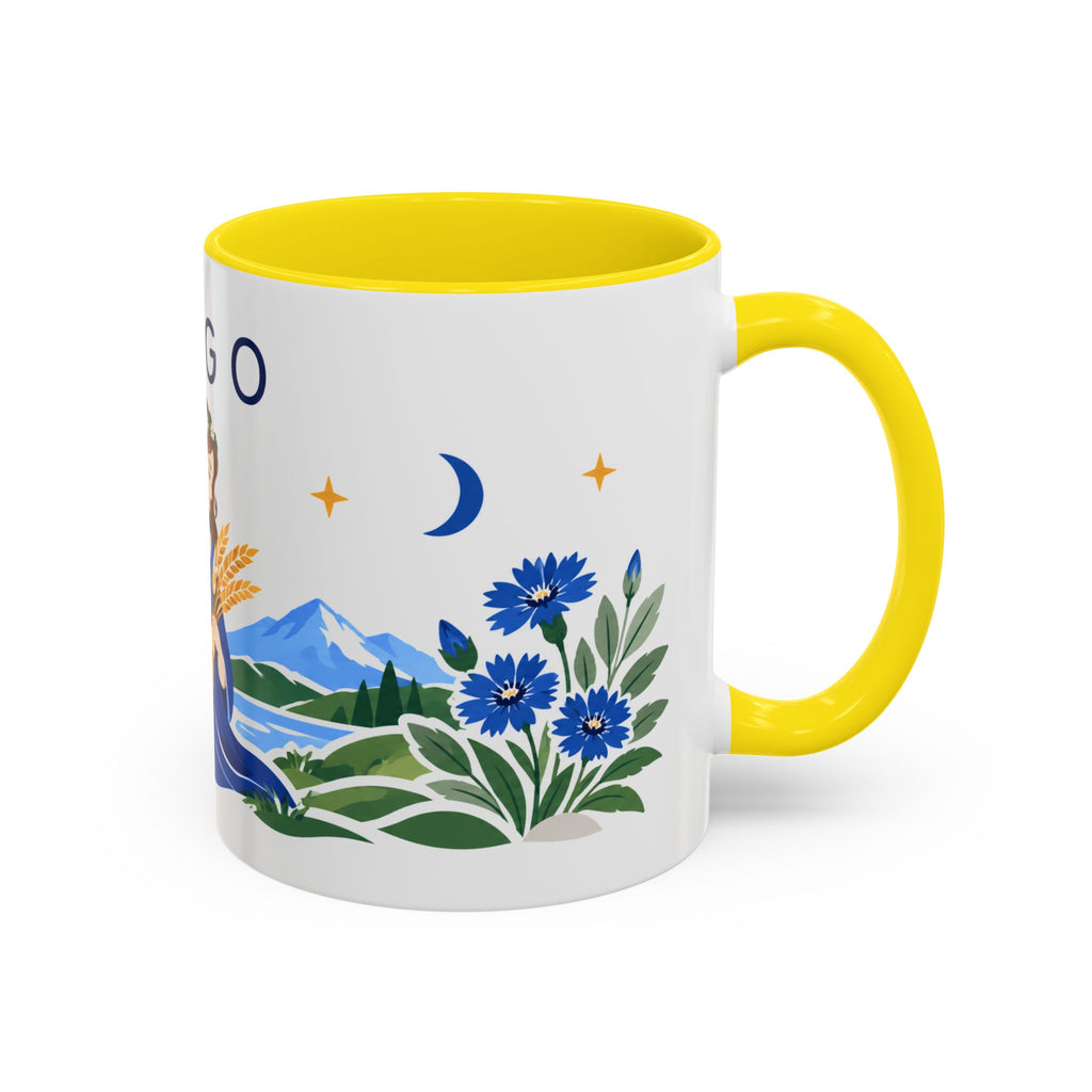 Virgo Zodiac Coffee Mug | Maiden and Wheat Design | Astrology Birthday Gift | 11 oz 15 oz Ceramic Accent Mug