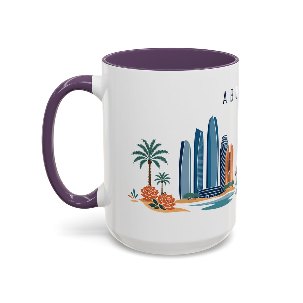Abu Dhabi Coffee Mug | United Arab Emirates Travel Souvenir | Porcelain Decal City Gift | 11oz 15oz Accent Mug