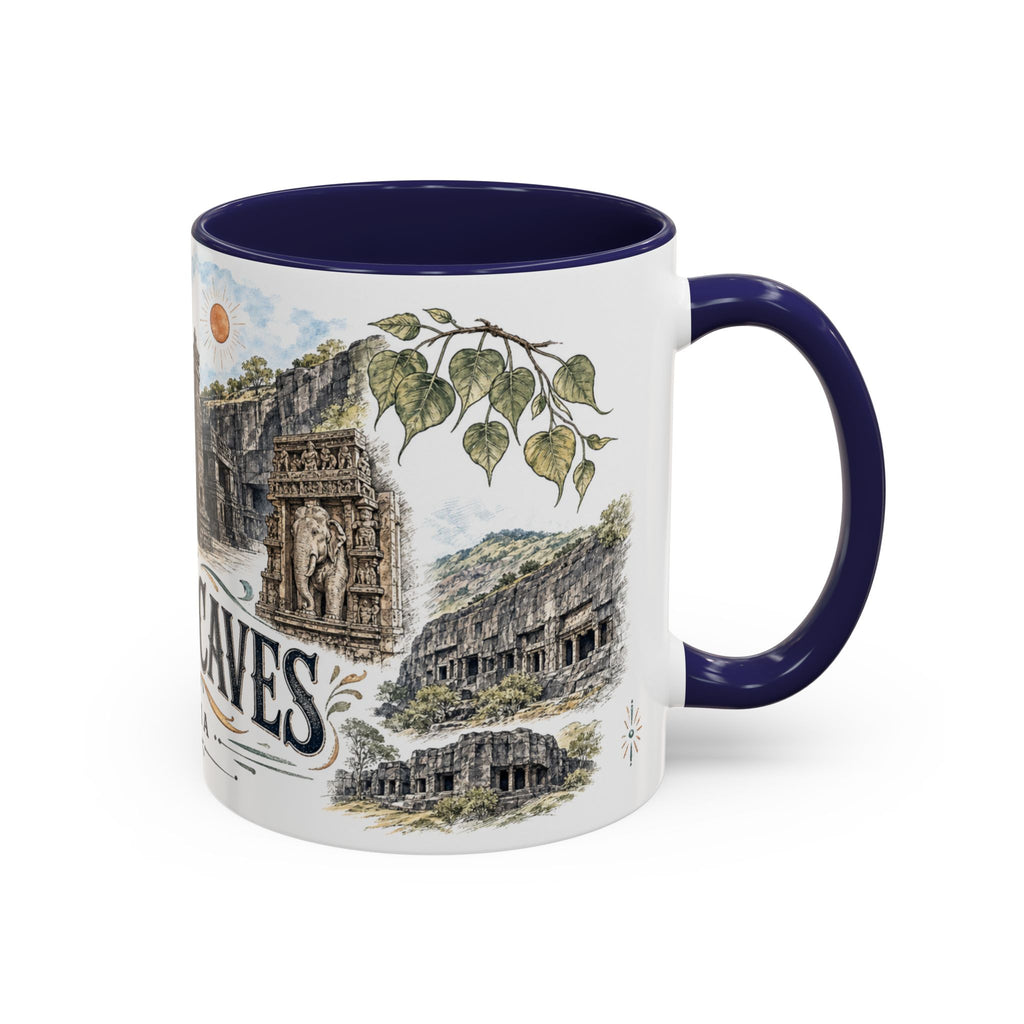 Ellora Caves Mug, India Travel Souvenir, Bucket List Gift, Accent Ceramic Coffee Mug 11oz 15oz