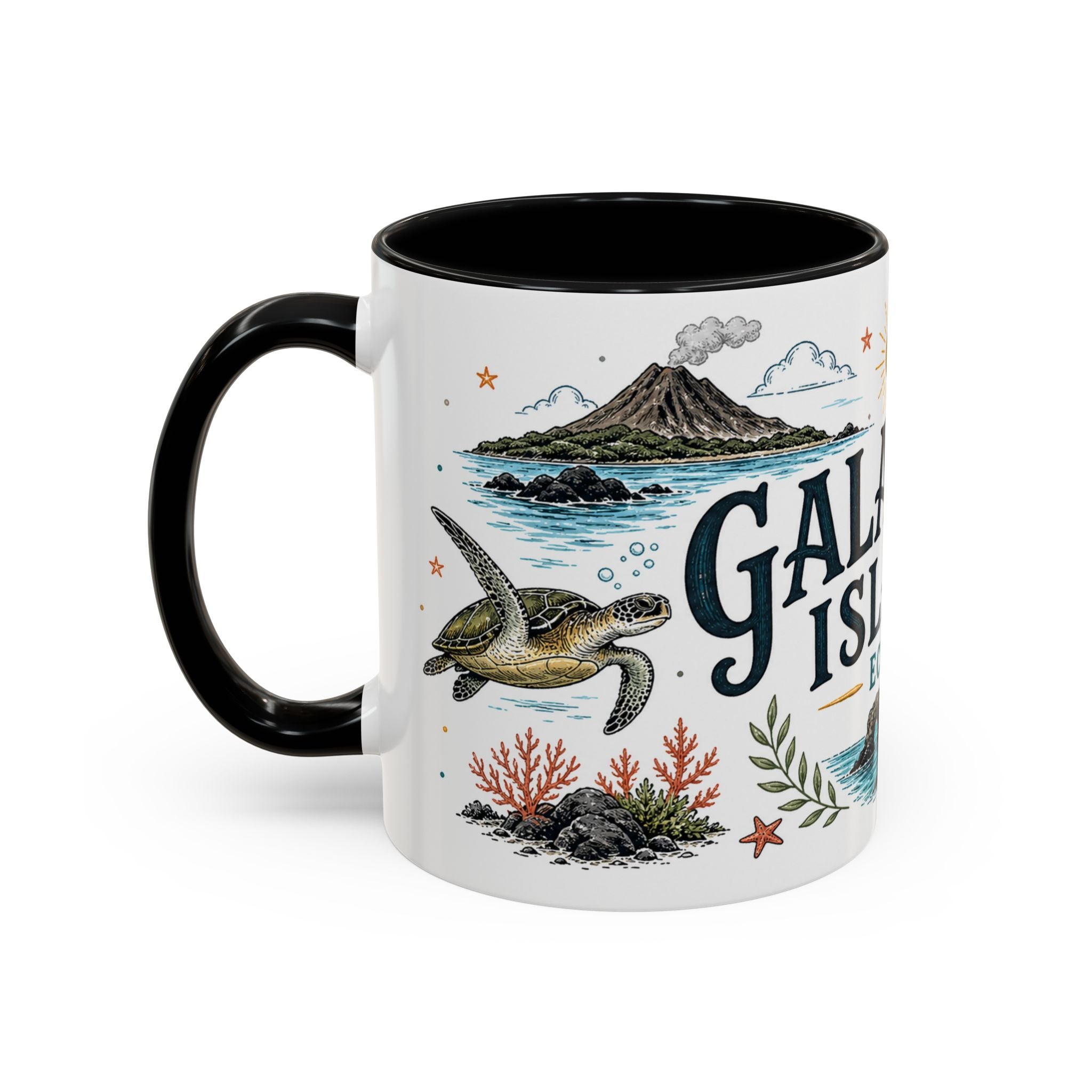 Galapagos Islands Coffee Mug | Travel Destination Souvenir Gift | Accent Color Ceramic 11oz 15oz