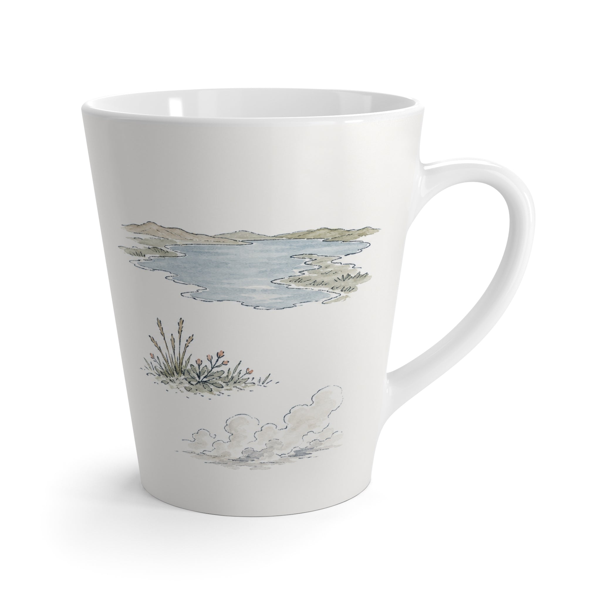 Katmai National Park Latte Mug | Pastel Watercolor Nature Coffee Cup | 12 oz Travel Souvenir Gift