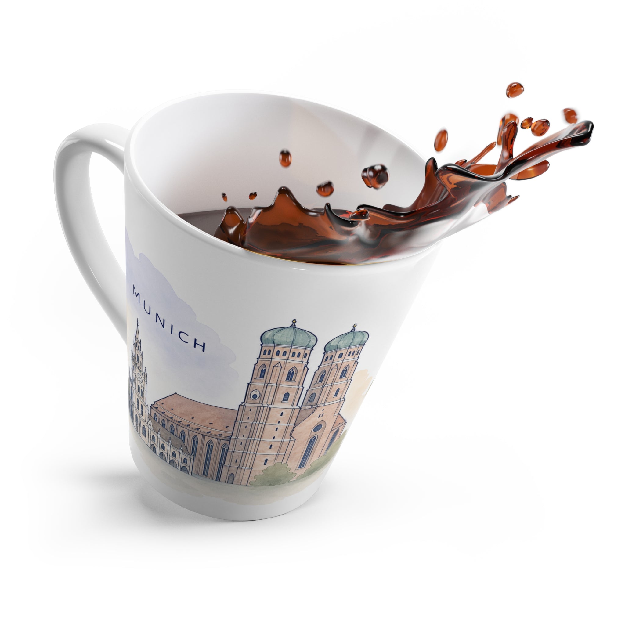 Munich Latte Mug | Watercolor City Travel Mug | 12 oz Ceramic Souvenir Gift