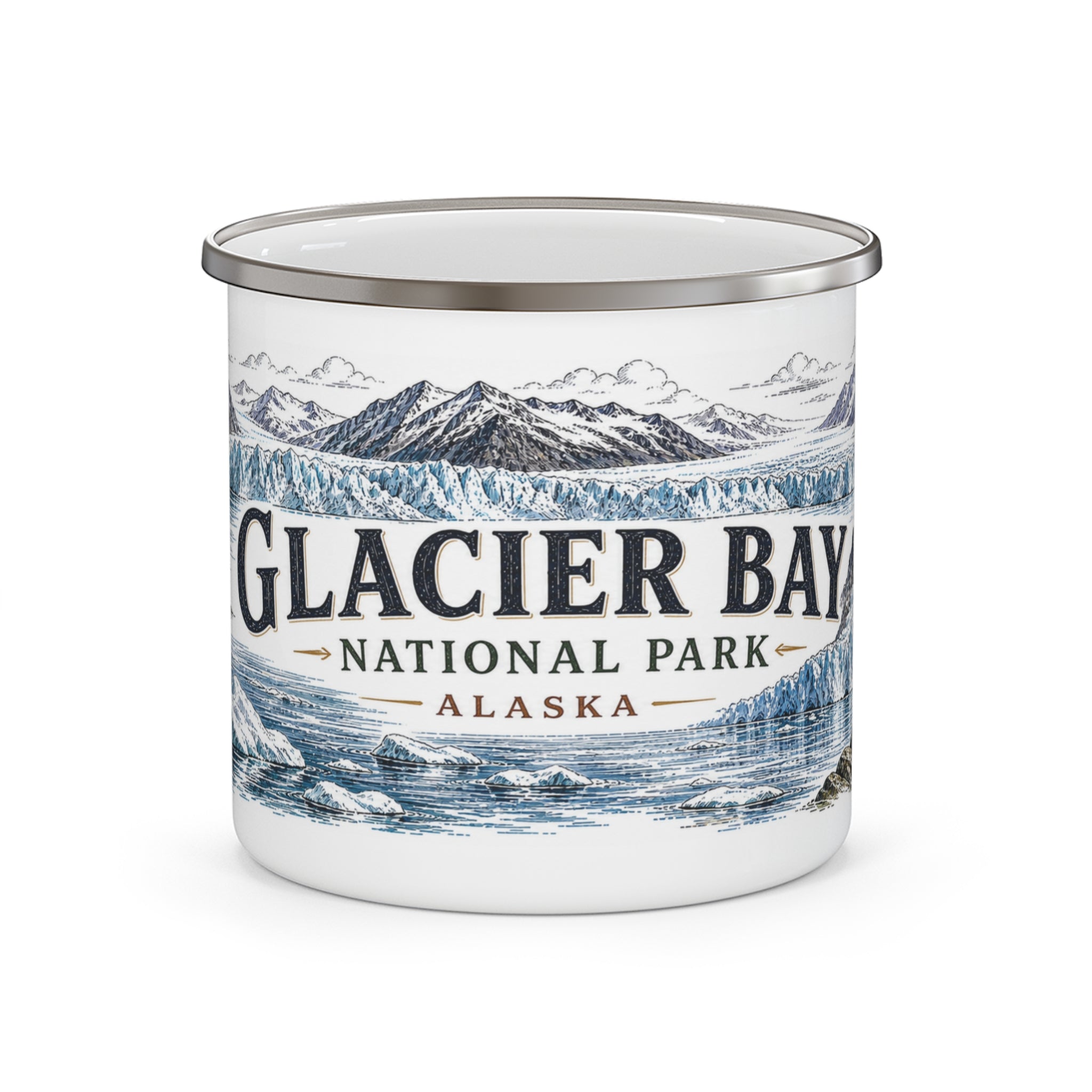 Glacier Bay National Park Vintage Enamel Camping Mug | 12oz National Park Hiking Gift