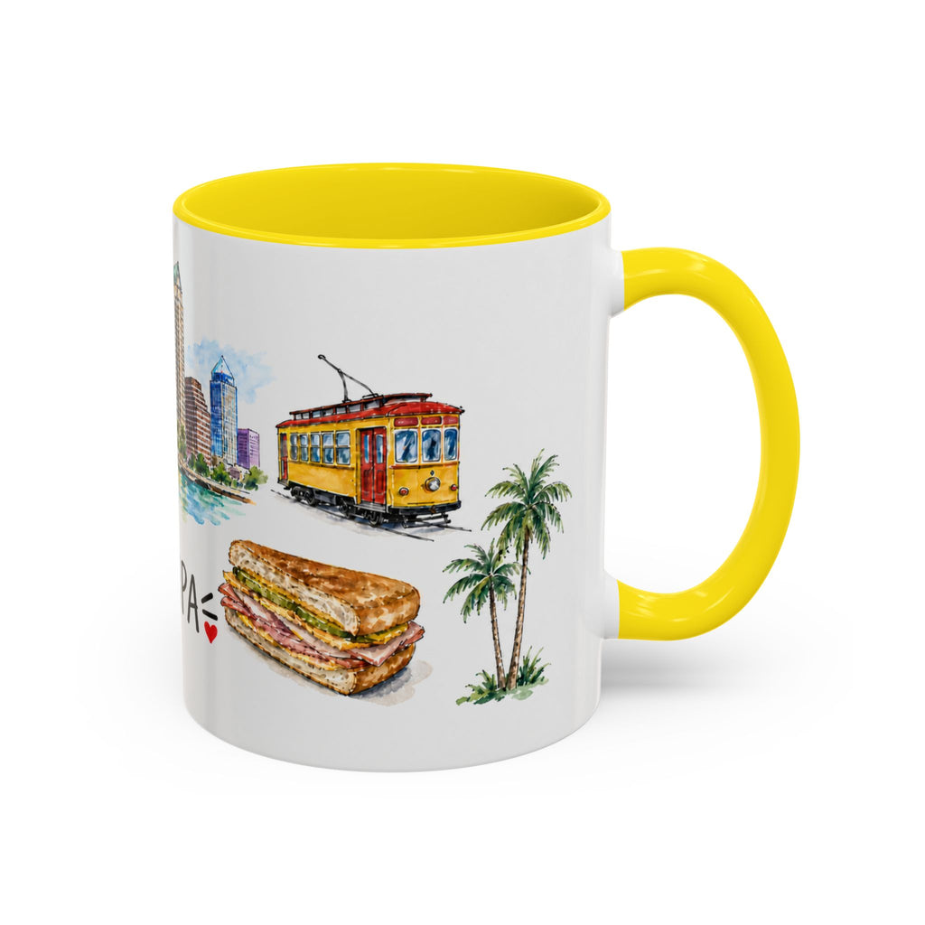 Tampa Illustrated Travel Mug | City Souvenir Accent Coffee Mug | 11oz 15oz Ceramic Cup