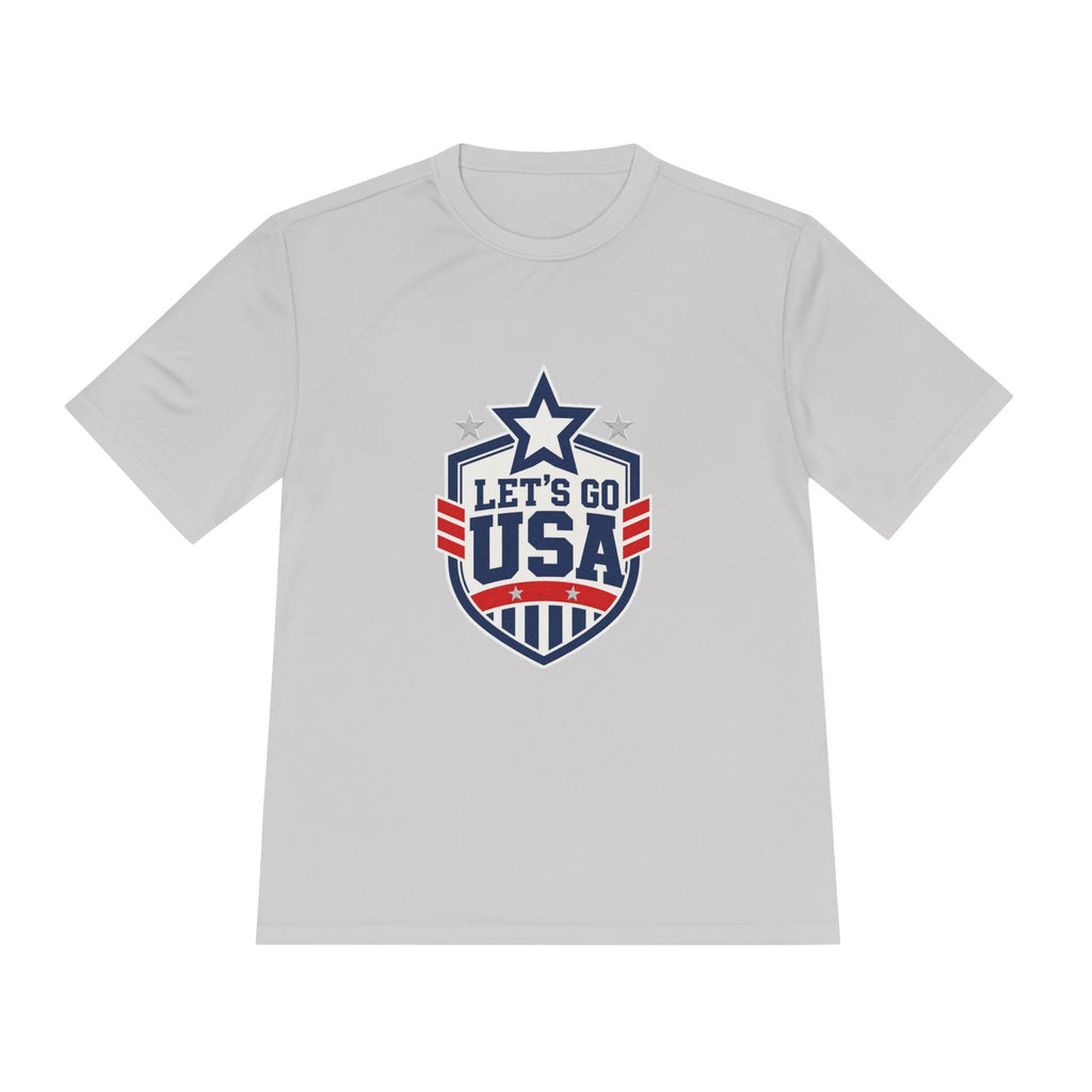 United States Soccer T Shirt, Let's Go USA Fan Tee, Moisture Wicking Sport Shirt