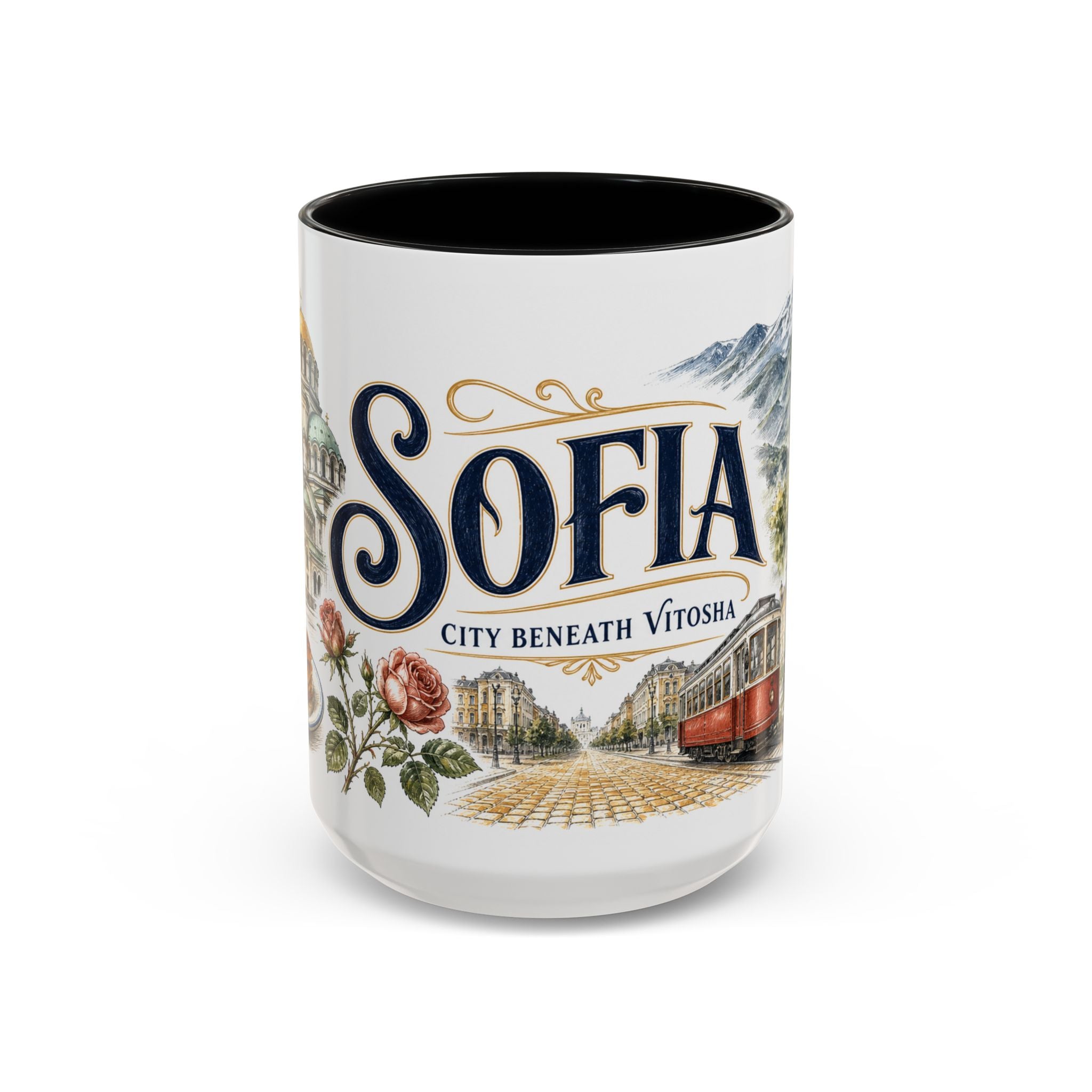 Sofia Coffee Mug | Bulgaria Travel Souvenir | Vintage Illustrated City Gift | 11 oz 15 oz Accent Mug
