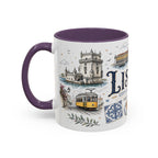 Lisbon Coffee Mug | Portugal Travel Souvenir | Vintage Illustrated City Gift | 11 oz 15 oz Accent Mug