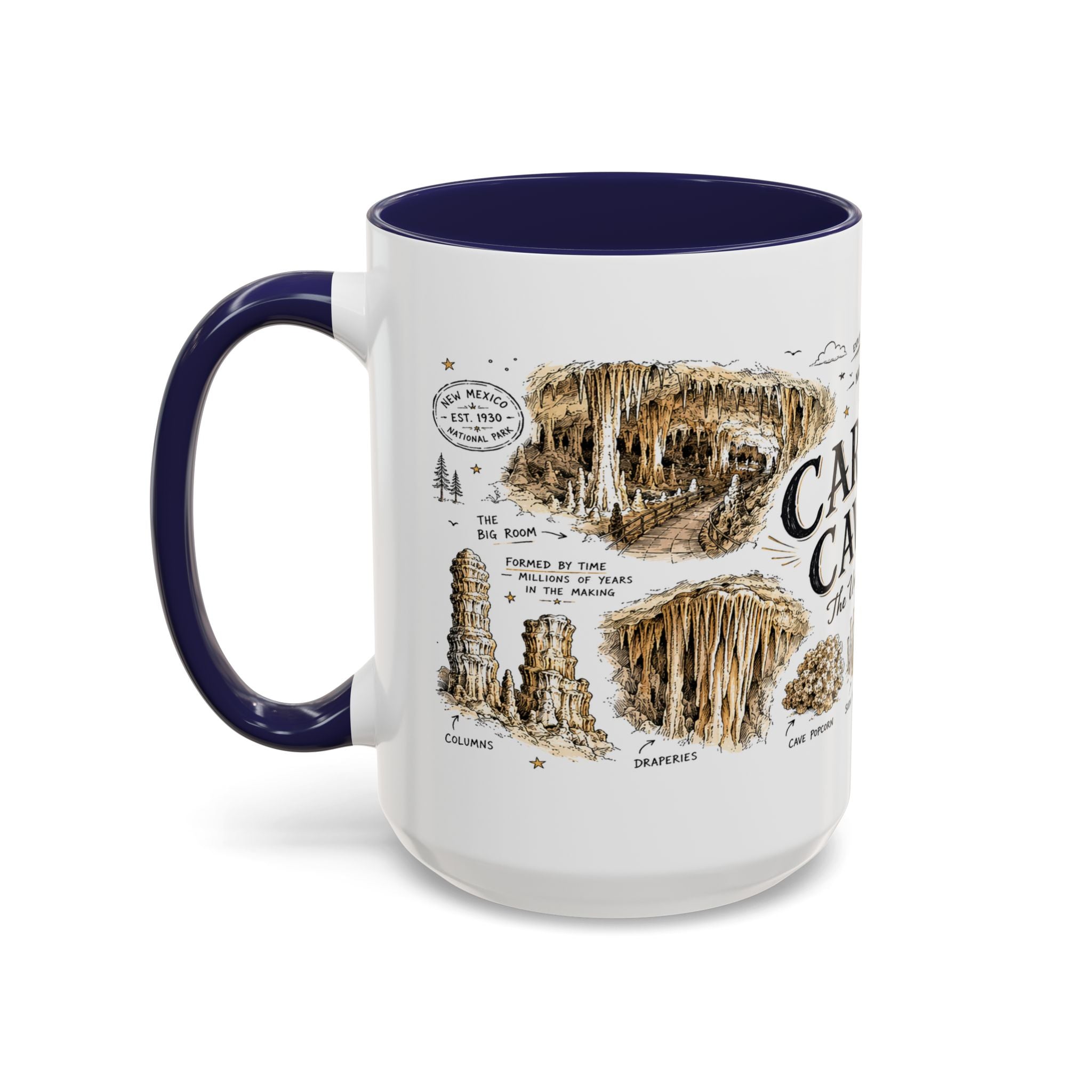 Carlsbad Caverns National Park Coffee Mug | New Mexico Cave Exploration Bat Gift | Accent Color Ceramic 11oz 15oz