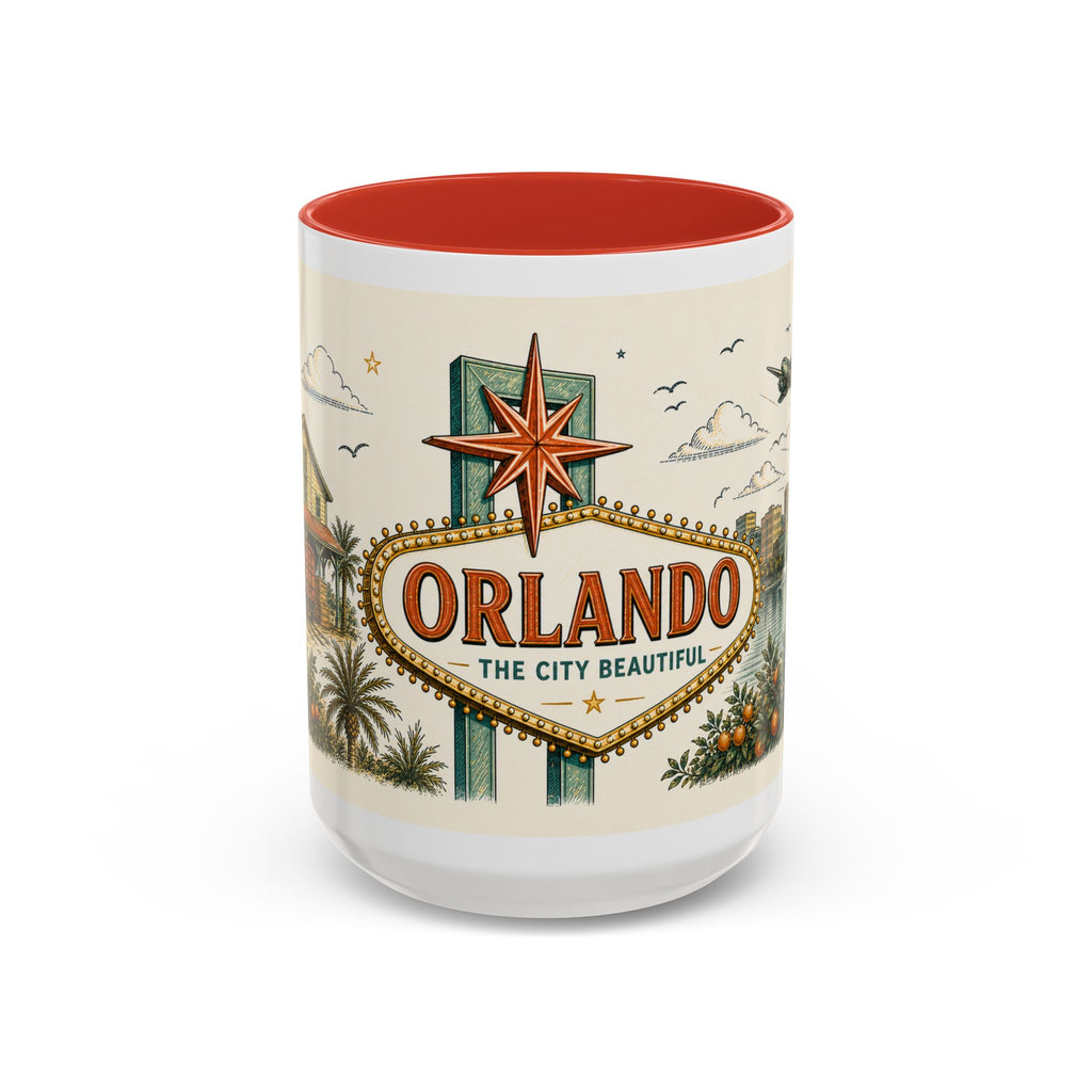 Orlando Coffee Mug | United States Travel Souvenir | Vintage Illustrated City Gift | 11 oz 15 oz Accent Mug