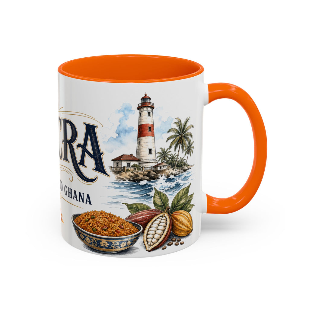 Accra Coffee Mug | Ghana Travel Souvenir | Vintage Illustrated City Gift | 11 oz 15 oz Accent Mug