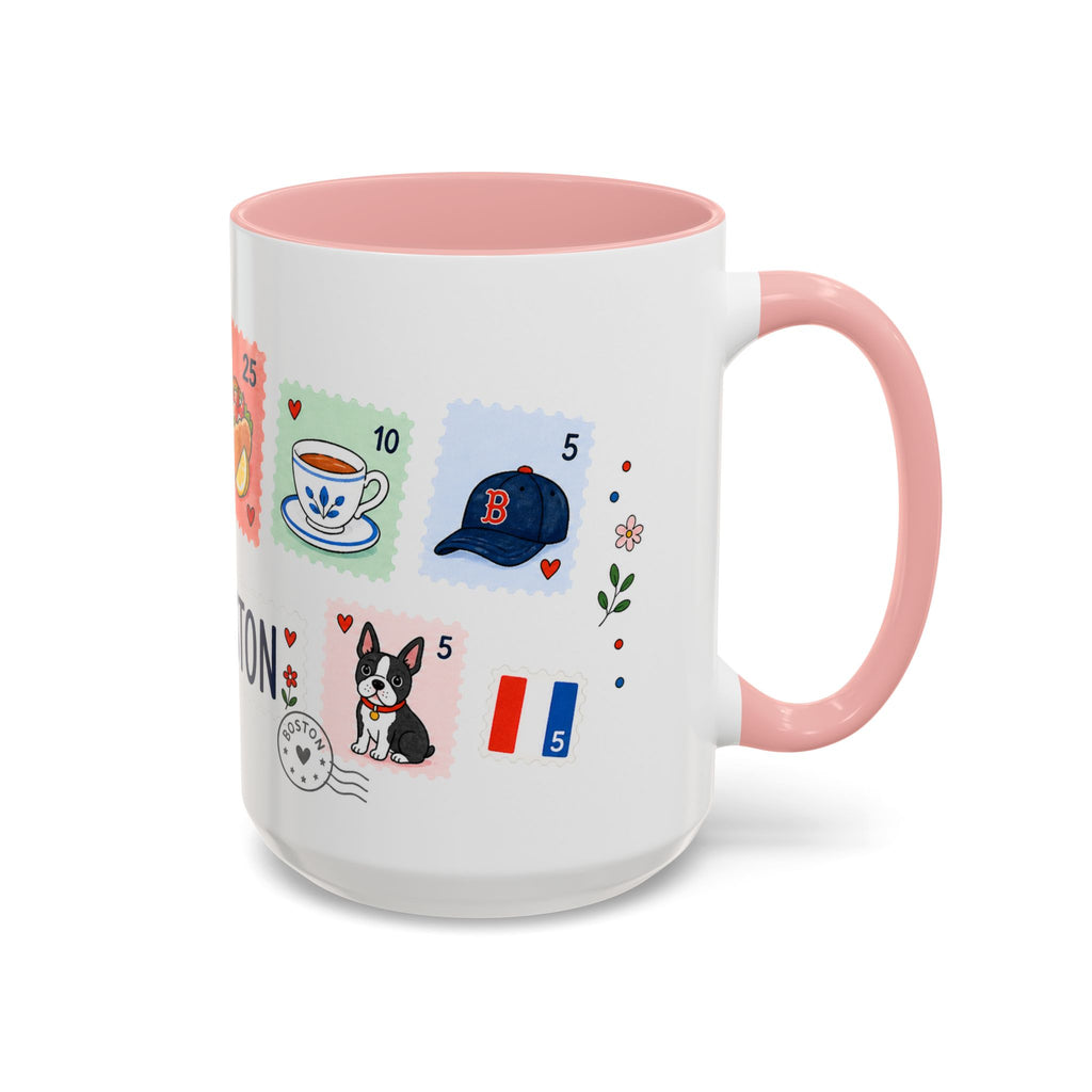 Boston Coffee Mug | Postage Stamp Collage Mug | Travel Souvenir Accent Cup 11oz 15oz