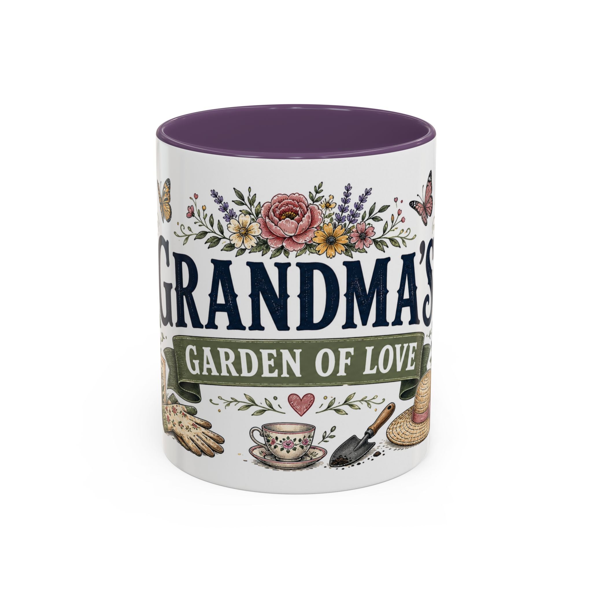 Grandma's Garden Of Love Coffee Mug | Gift From Grandkids | Accent Color Ceramic 11oz 15oz