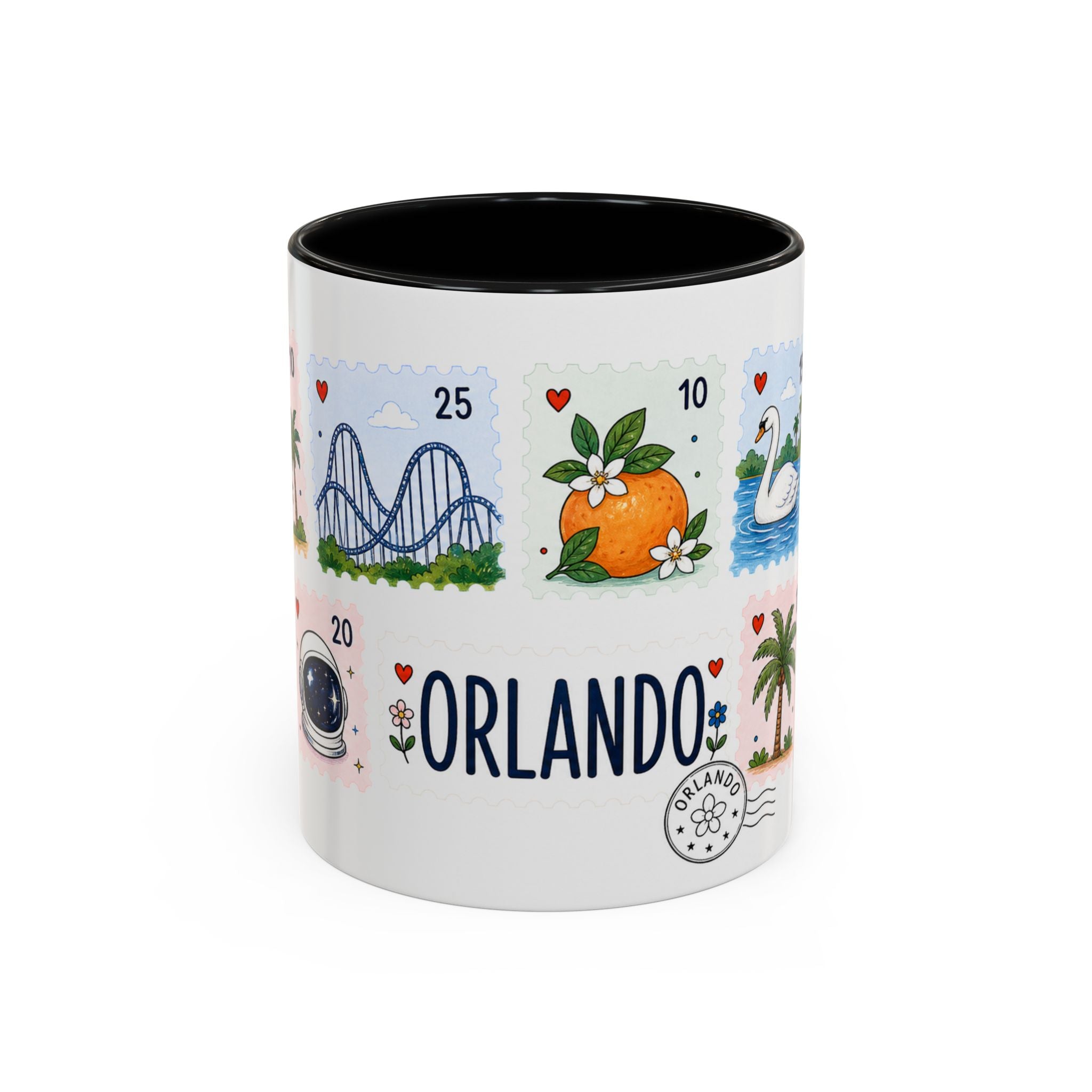 Orlando Coffee Mug | Postage Stamp Collage Mug | Travel Souvenir Accent Cup 11oz 15oz