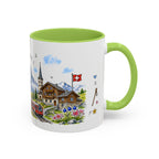 Zermatt Illustrated Travel Mug | Switzerland Souvenir Accent Coffee Mug | 11oz 15oz Ceramic Cup