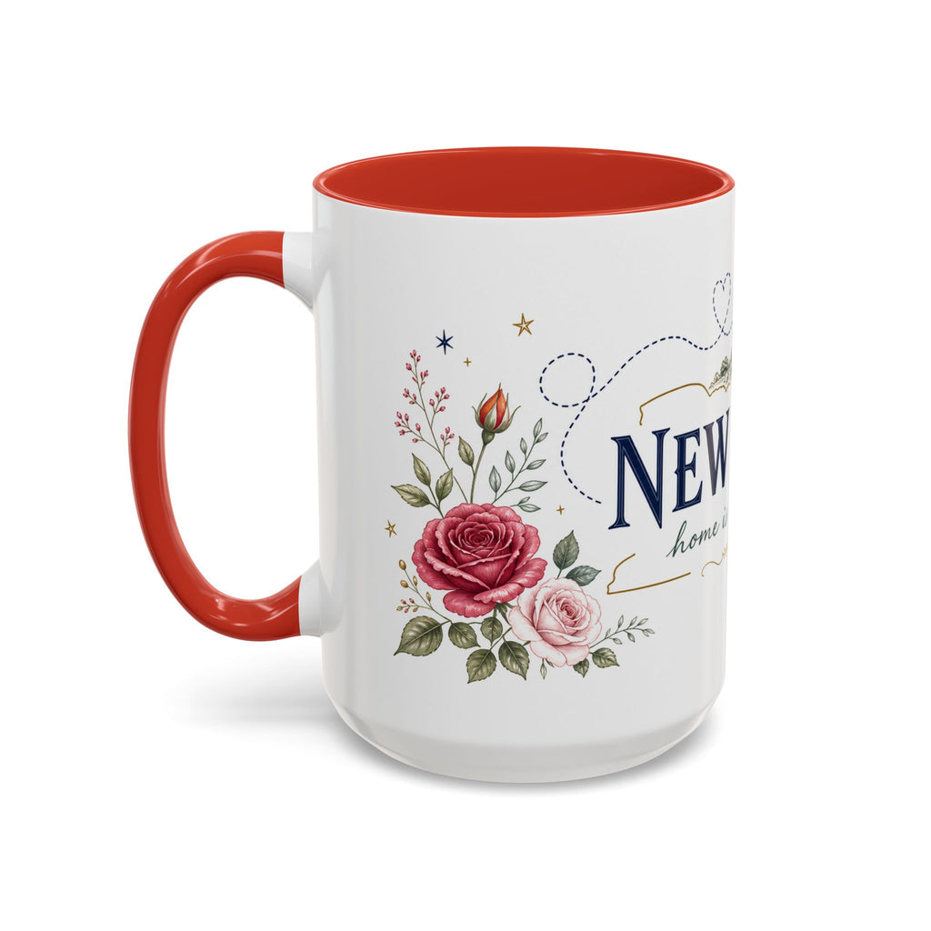 New York State Map Mug | Botanical Rose Accents, Long Distance Friendship Gift