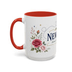 New York State Map Mug | Botanical Rose Accents, Long Distance Friendship Gift