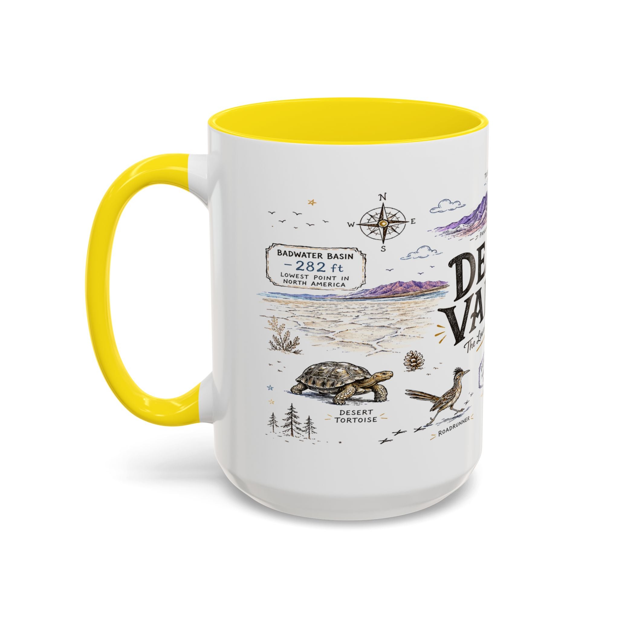 Death Valley National Park Coffee Mug | California Desert Hiking Camping Gift | Accent Color Ceramic 11oz 15oz