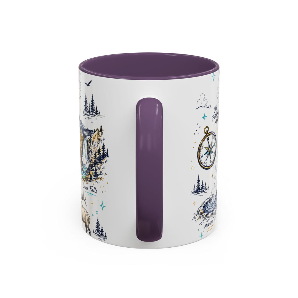 Yellowstone National Park Coffee Mug | Hiking Camping Nature Gift | Accent Color Ceramic 11oz 15oz