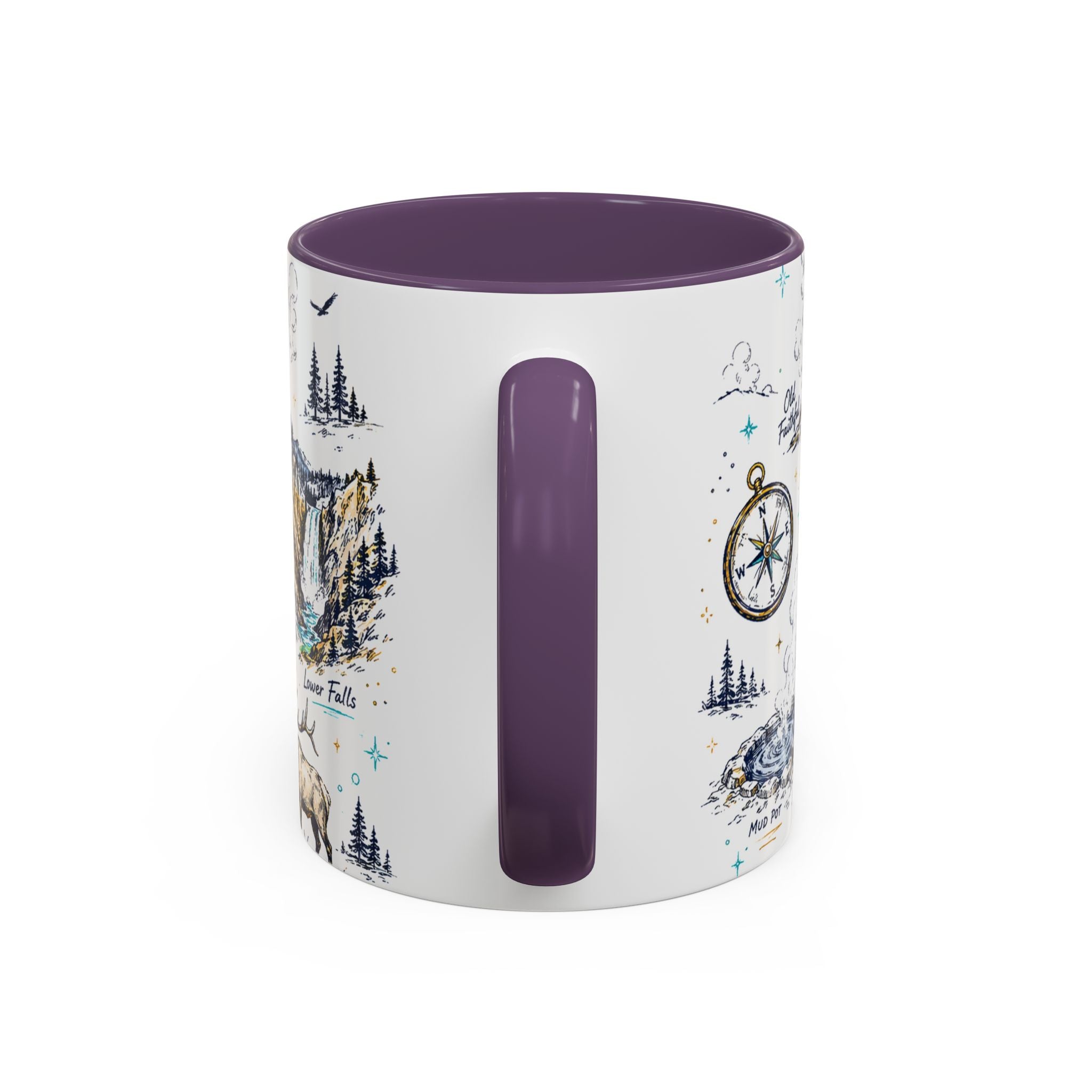 Yellowstone National Park Coffee Mug | Hiking Camping Nature Gift | Accent Color Ceramic 11oz 15oz