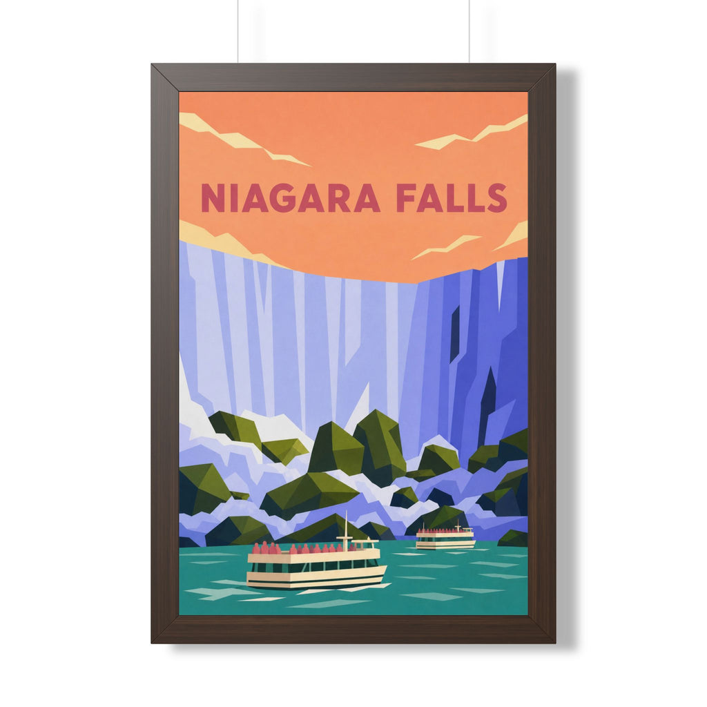 Niagara Falls Canada Framed Poster | Vintage Travel Wall Art | Black Walnut White Frame | 16x24 20x30