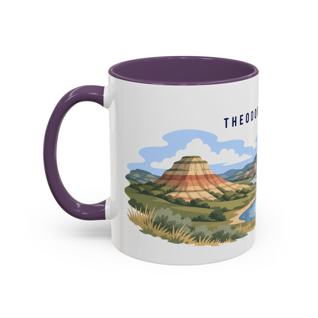Theodore Roosevelt National Park Coffee Mug | Solid Color Block Park Souvenir | 11oz 15oz Accent Mug