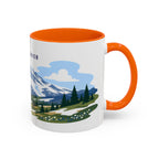 Mount Rainier National Park Coffee Mug | Solid Color Block Park Souvenir | 11oz 15oz Accent Mug