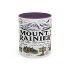 Mount Rainier Coffee Mug | National Park Hiking Washington Gift | Accent Color Ceramic 11oz 15oz