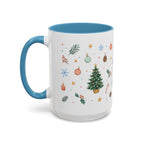 Christmas Mug | Watercolor Tree Gifts Wreath Holiday Cup | Accent Coffee Mug 11oz 15oz