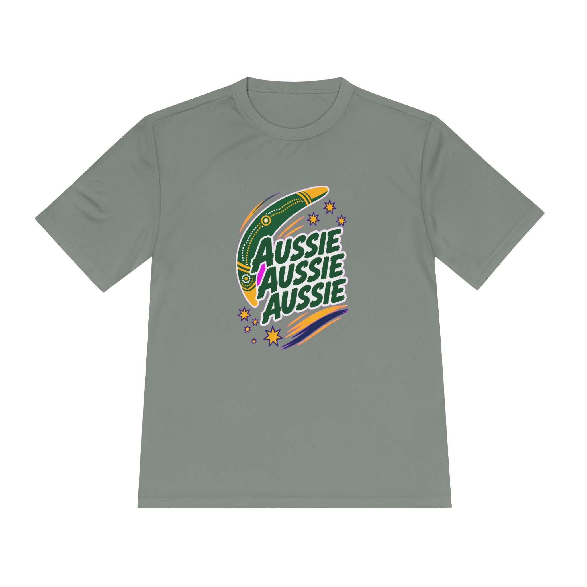 Australia Fan T-Shirt, Aussie Boomerang Design, Moisture Wicking Sport Tee