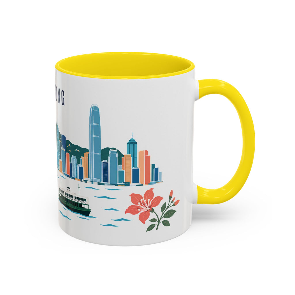 Hong Kong Coffee Mug | Hong Kong Travel Souvenir | Porcelain Decal City Gift | 11oz 15oz Accent Mug