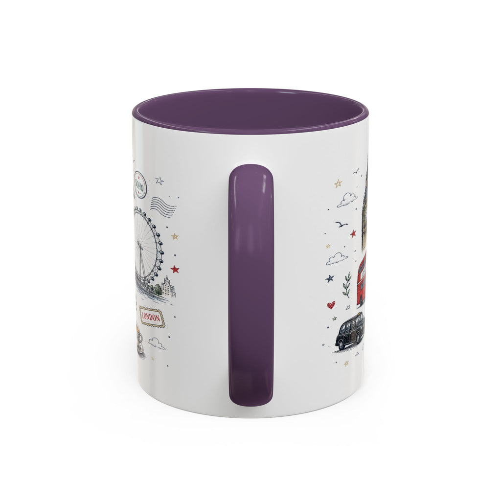 London Coffee Mug | England Souvenir Travel Gift | Accent Color Ceramic 11oz 15oz