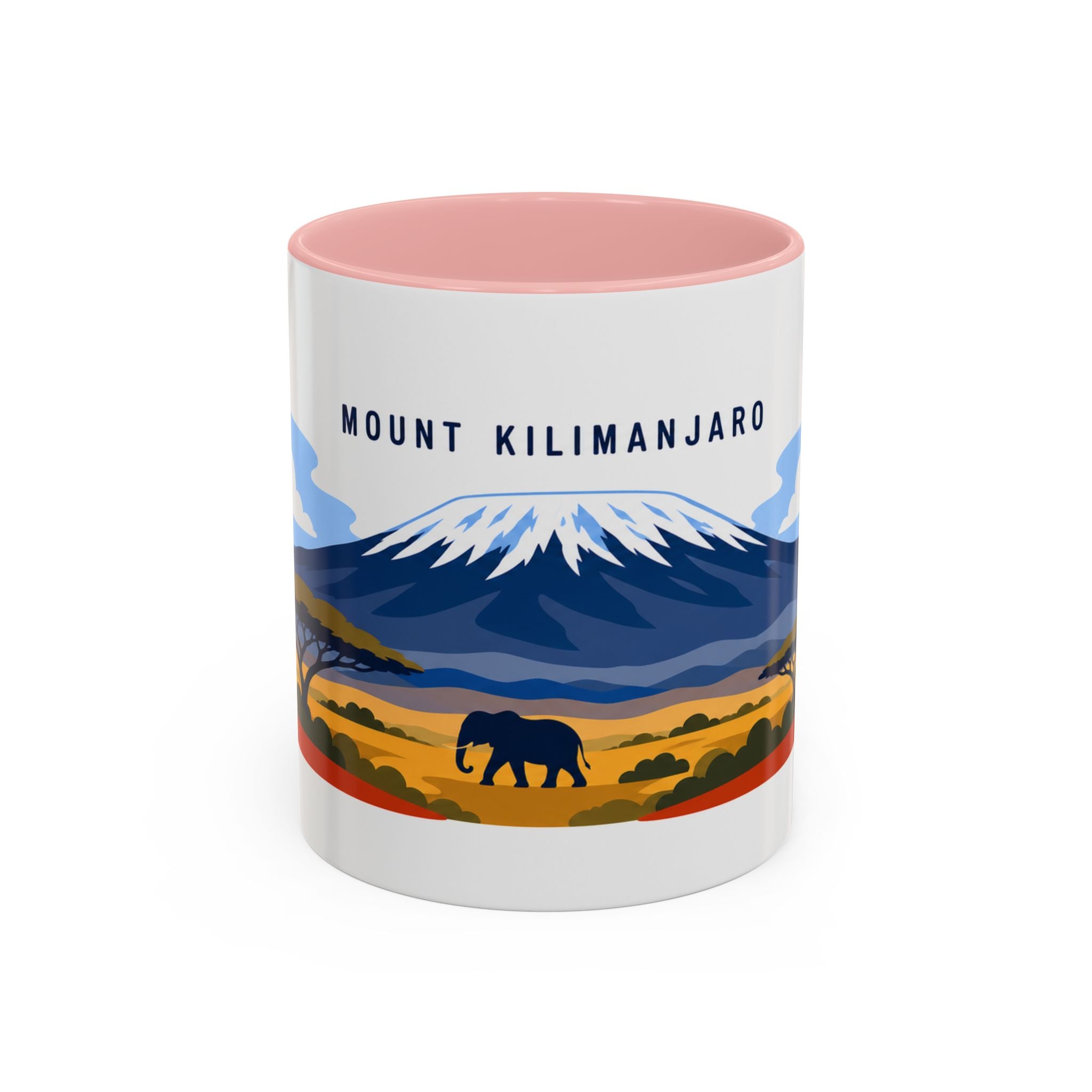 Mount Kilimanjaro Coffee Mug | Travel Destination Souvenir Gift | Accent Color Ceramic 11oz 15oz