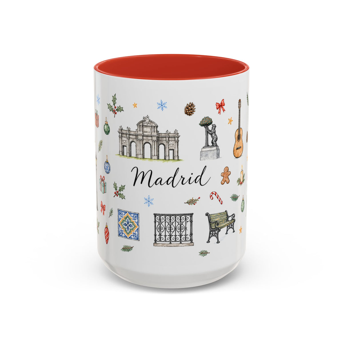 Madrid Christmas Mug | Watercolor City Souvenir, Travel Memories, Ceramic Coffee Cup