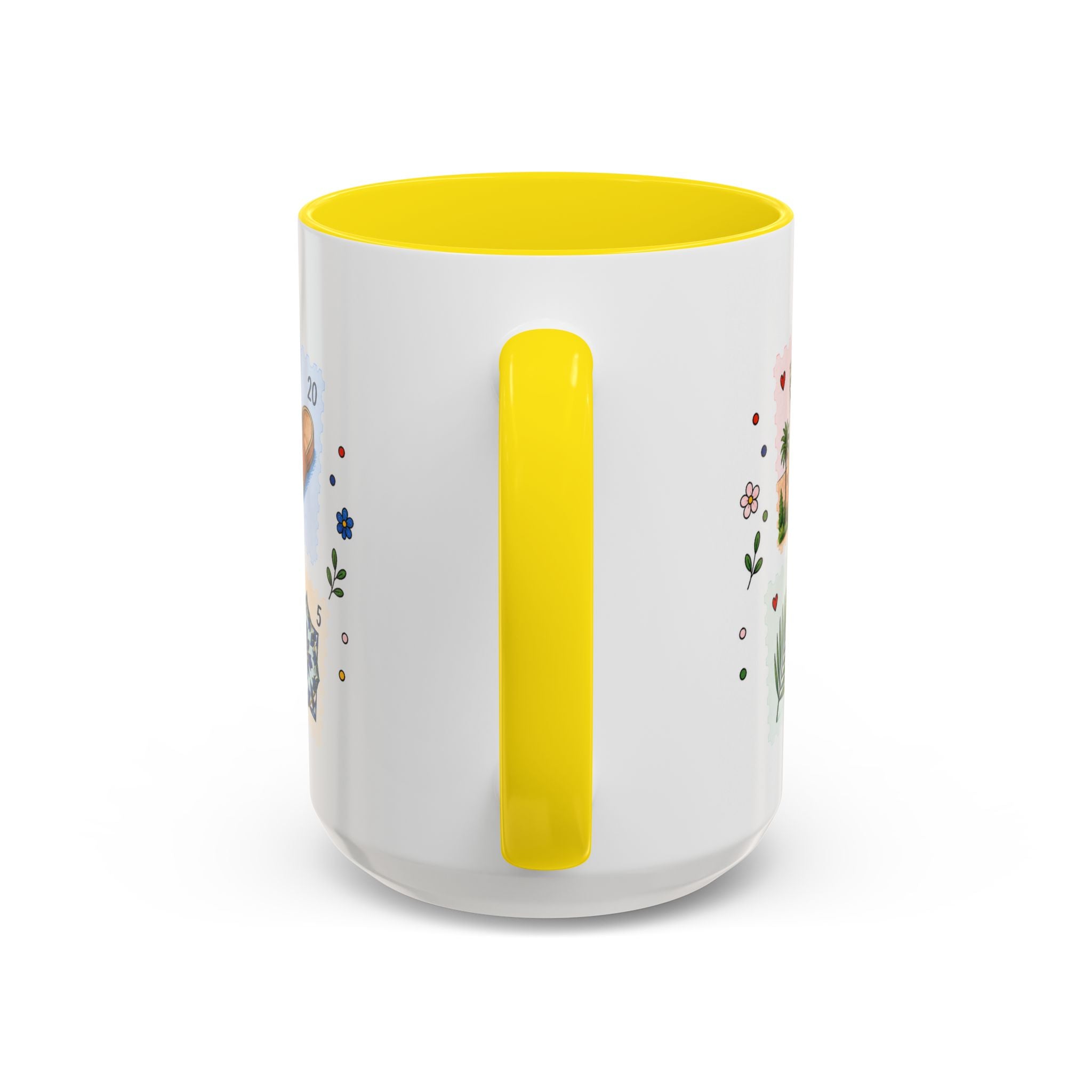 Fez Coffee Mug | Postage Stamp Collage Mug | Travel Souvenir Accent Cup 11oz 15oz