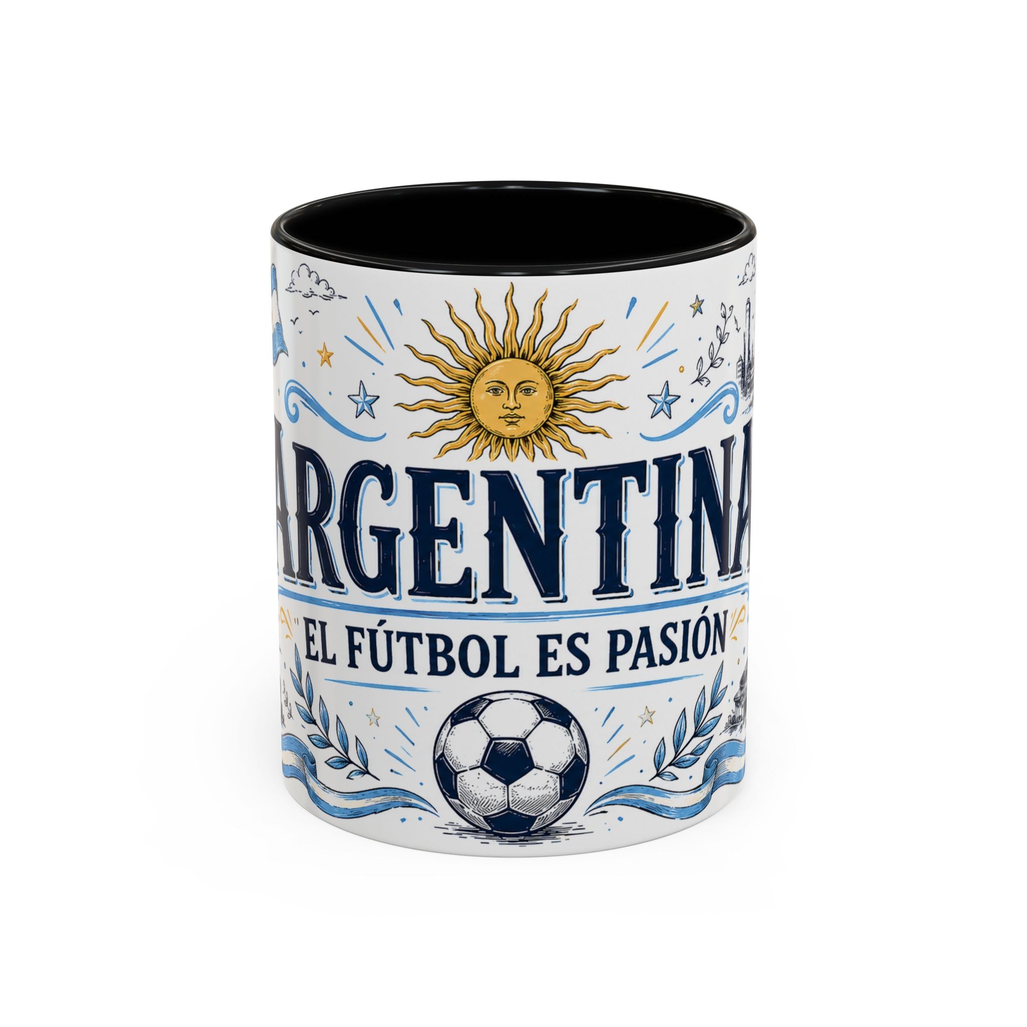 Argentina Soccer Coffee Mug | Soccer Fan Gift | Accent Color Ceramic 11oz 15oz Match Day Cup